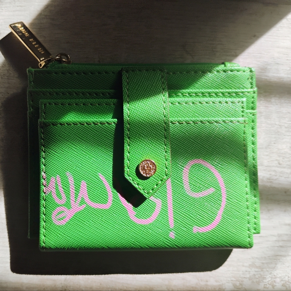 Anne Klien Green Wallet with Gold Accents